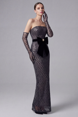 Strapless Bow Detail Sequin Maxi Dress | Dress In Beauty