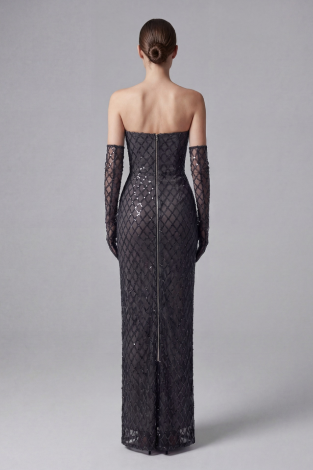 Strapless Bow Detail Sequin Maxi Dress | Dress In Beauty