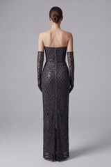 Strapless Bow Detail Sequin Maxi Dress | Dress In Beauty