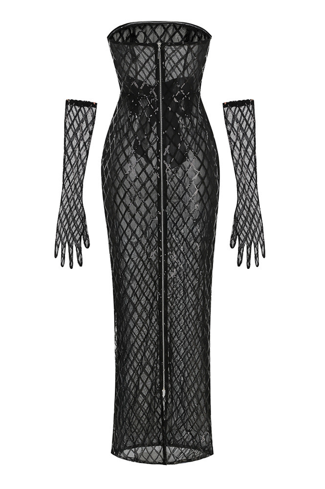 Strapless Bow Detail Sequin Maxi Dress | Dress In Beauty