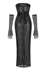 Strapless Bow Detail Sequin Maxi Dress | Dress In Beauty