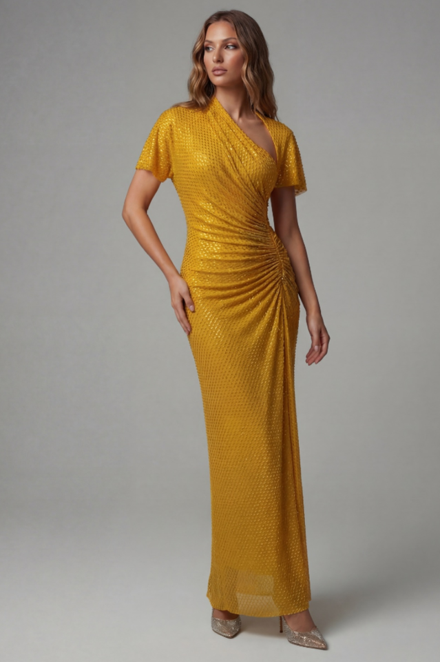 Rhinestone Embellished Drape Maxi Dress | Dress In Beauty