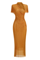 Rhinestone Embellished Drape Maxi Dress | Dress In Beauty