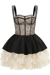 Strappy Crystal Beaded Detail Ruffle Dress | Dress In Beauty
