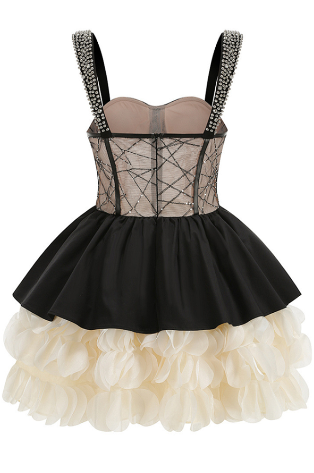 Strappy Crystal Beaded Detail Ruffle Dress | Dress In Beauty