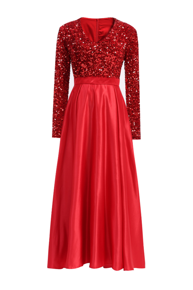 Glamorous Sequin Sleeve Formal Gown | Dress In Beauty