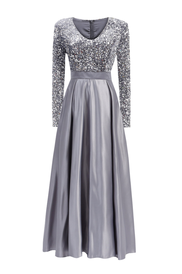 Glamorous Sequin Sleeve Formal Gown | Dress In Beauty