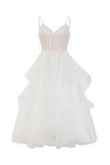 Lanelle Lace Ruffle Tulle Midi Dress | Dress In Beauty