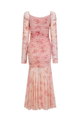 Floral Ruched Mesh Mermaid Maxi Dress | Dress In Beauty