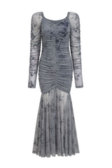 Floral Ruched Mesh Mermaid Maxi Dress | Dress In Beauty