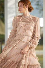 Blush Pink Ruffle Chiffon Maxi Dress | Dress In Beauty