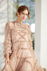 Blush Pink Ruffle Chiffon Maxi Dress | Dress In Beauty