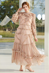 Blush Pink Ruffle Chiffon Maxi Dress | Dress In Beauty