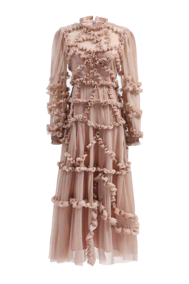 Blush Pink Ruffle Chiffon Maxi Dress | Dress In Beauty
