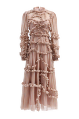 Blush Pink Ruffle Chiffon Maxi Dress | Dress In Beauty