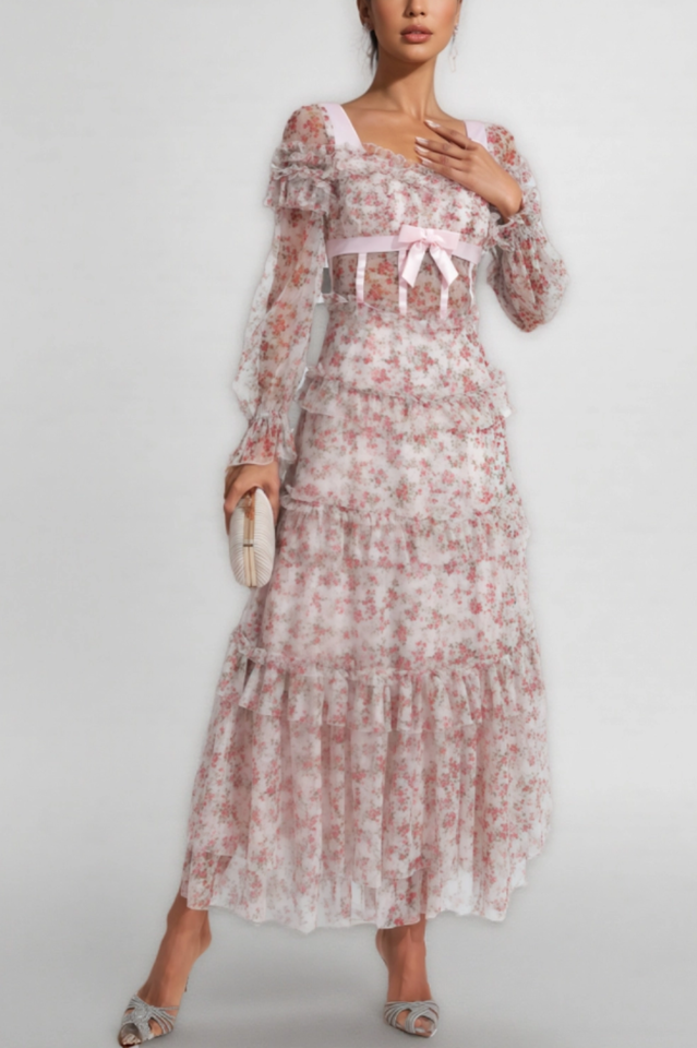 Zafirk Floral Long Sleeve Midi Dress | Dress In Beauty