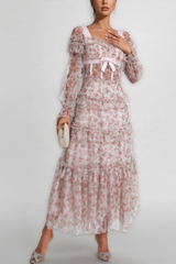 Zafirk Floral Long Sleeve Midi Dress | Dress In Beauty