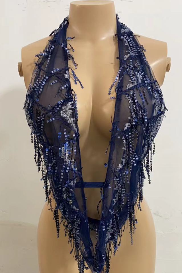 Sequined V-Neck Halter Tank Top | Dress In Beauty