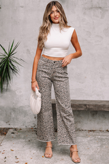 Leopard Frayed Edge High Waist Jeans | Dress In Beauty