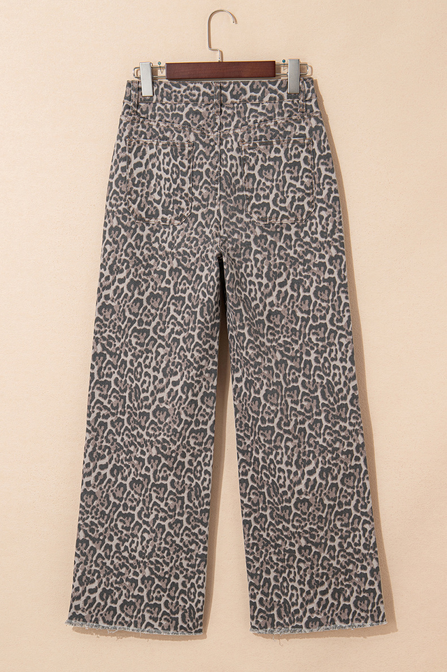 Leopard Frayed Edge High Waist Jeans | Dress In Beauty