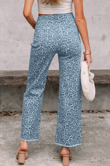 Leopard Frayed Edge High Waist Jeans | Dress In Beauty