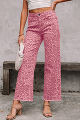 Leopard Frayed Edge High Waist Jeans | Dress In Beauty