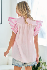 First Love Striped Flutter Sleeve Blouse | Dress In Beauty