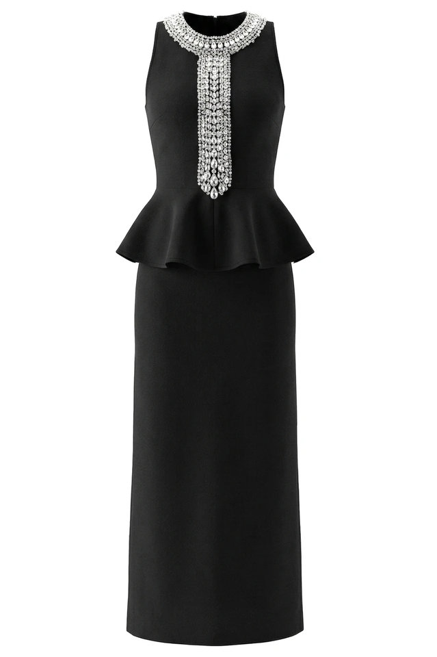 Crystal Detail Peplum Maxi Dress | Dress In Beauty