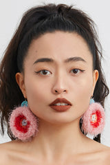 Handmade Macaron Plush Round Earrings | Dress In Beauty
