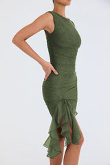 Bay Leaf Ruffle Midi Dress | Dress In Beauty