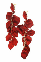 Red Petal Tassel Earrings | Dress In Beauty