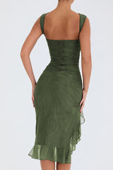Bay Leaf Ruffle Midi Dress | Dress In Beauty