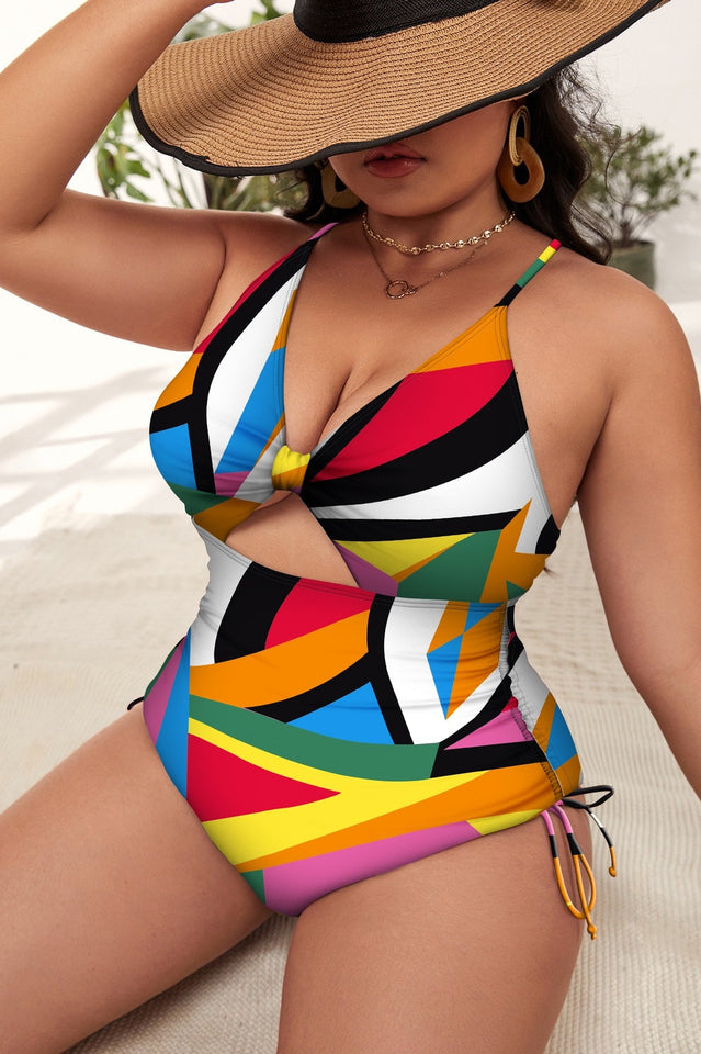 (XL-4XL) Floral Print Cutout One Piece Swimsuit | Dress In Beauty