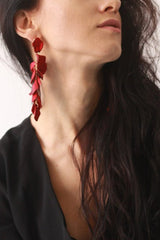 Red Petal Tassel Earrings | Dress In Beauty
