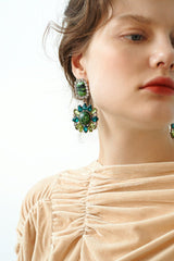 Green Dimond Dangle Earrings | Dress In Beauty