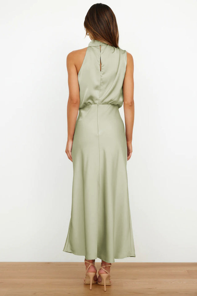 Halter Sleeveless Satin Bridesmaid Dress | Dress In Beauty