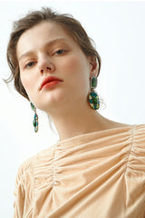 Green Dimond Dangle Earrings | Dress In Beauty