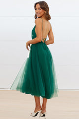 Plunging Neck Backless Mesh Midi Dress | Dress In Beauty
