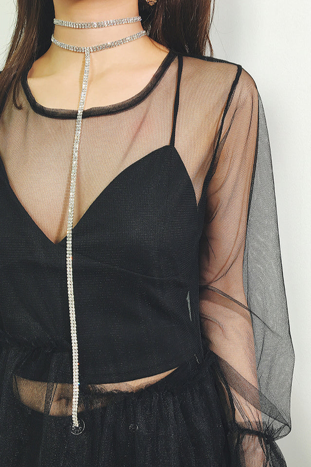 Tassel Crystal Rhinestone Choker Necklace - Dress In Beauty