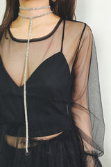 Tassel Crystal Rhinestone Choker Necklace - Dress In Beauty