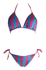 Stripe Print Push Up Brazilian Swimsuit - Dress In Beauty