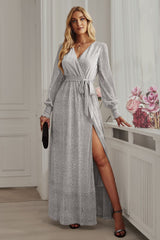 Leandra Front Split Shimmer Maxi Dress | Dress In Beauty