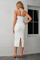 Rhinestone Cut Out Halter Neck Slit Dress | Dress In Beauty