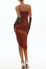 Wrap V Neck High Slit Draped Slip Midi Dress | Dress In Beauty
