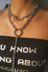 Hip Hop Rock Circle Long Chain Necklace - Dress In Beauty