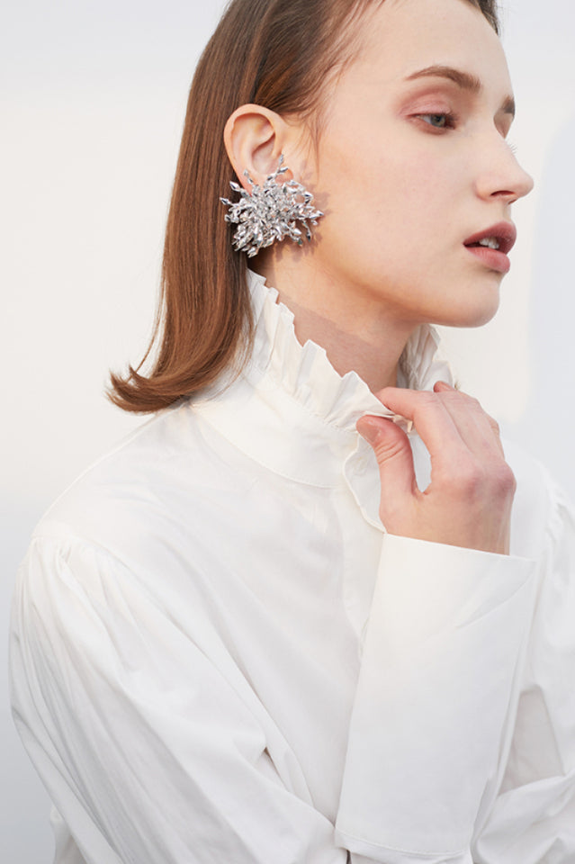 Silver Flower Earrings - Dress In Beauty