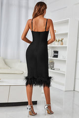 Cayia Feather Midi Bandage Dress | Dress In Beauty