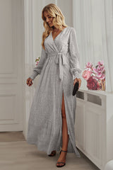 Leandra Front Split Shimmer Maxi Dress | Dress In Beauty