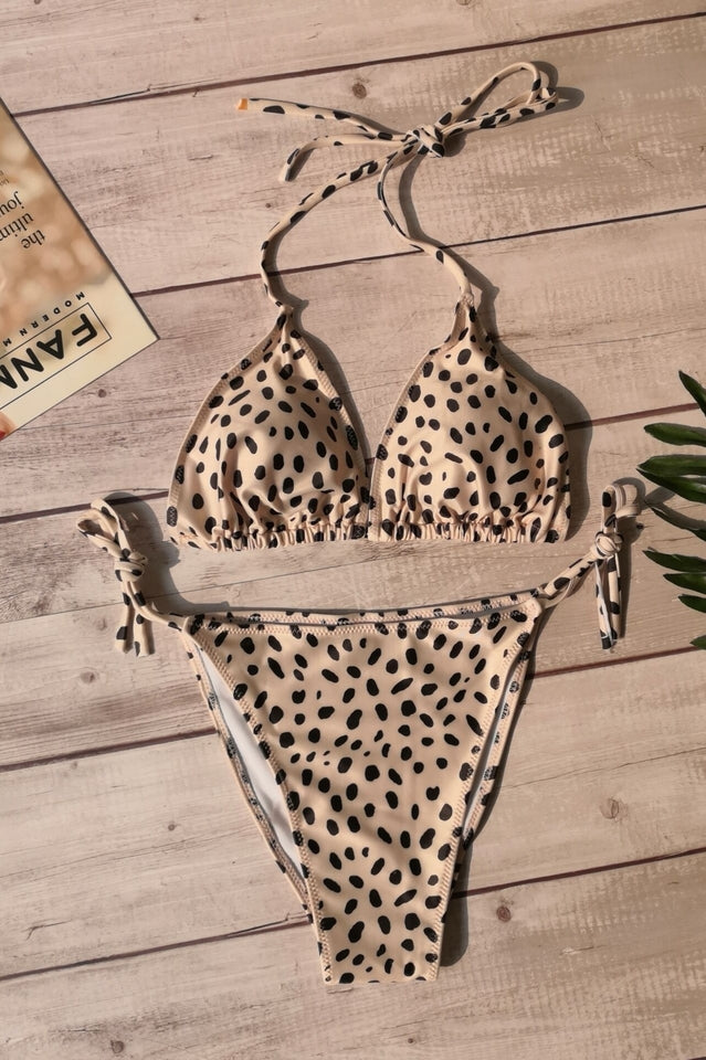Polka Dot Print Push Up Brazilian Swimsuit - Dress In Beauty