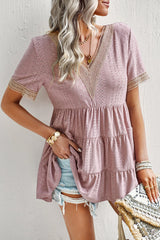 Contrast Short Sleeve Tiered Blouse | Dress In Beauty